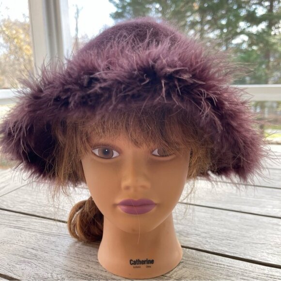 Angora Feather Accent Cloche Hat - Picture 2 of 5